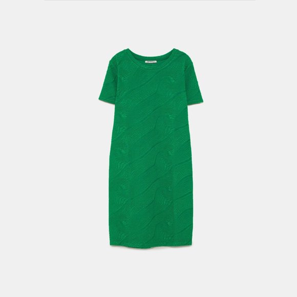 Zara - Jacquard Shift Short Sleeve Dress - Picture 5 of 8